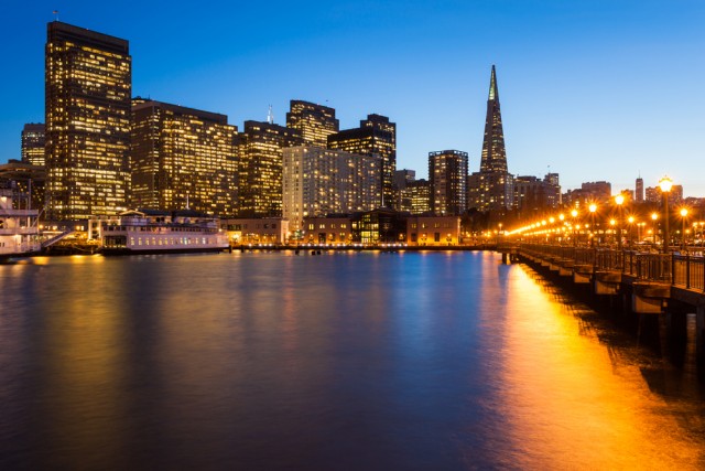 Downtown San Francisco seen during night