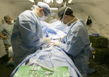 Doctors performing a surgery
