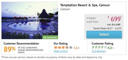 Temptation Resort & Spa details