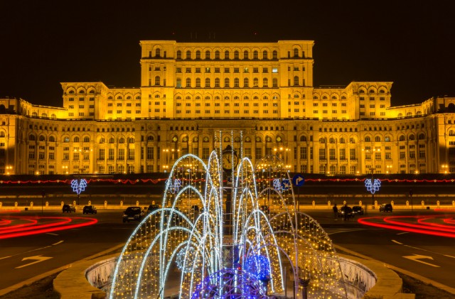The Parliament of Bucharest during night