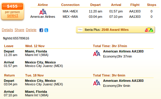 Flight deal from Miami to Mexico City 