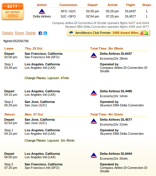 San Francisco to San Jose flight deal details