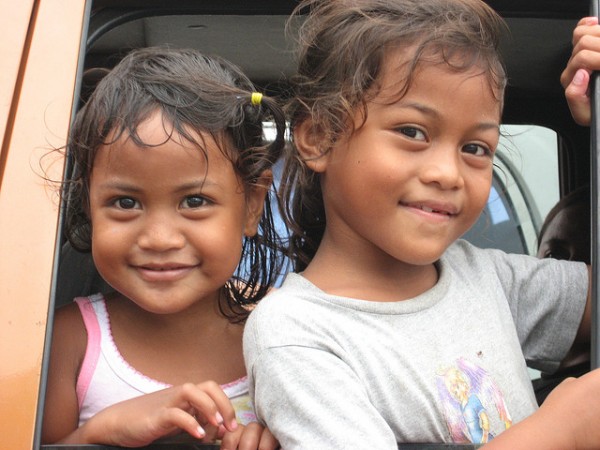 Samoan girls. Samoans are part of the Polynesian group ©Kariem El-Boghdadly