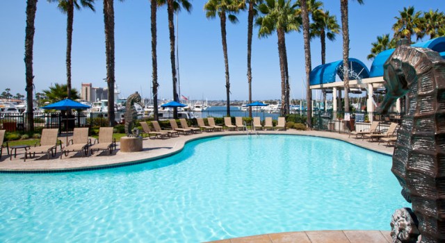 Pool and marina view at Sheraton San Diego