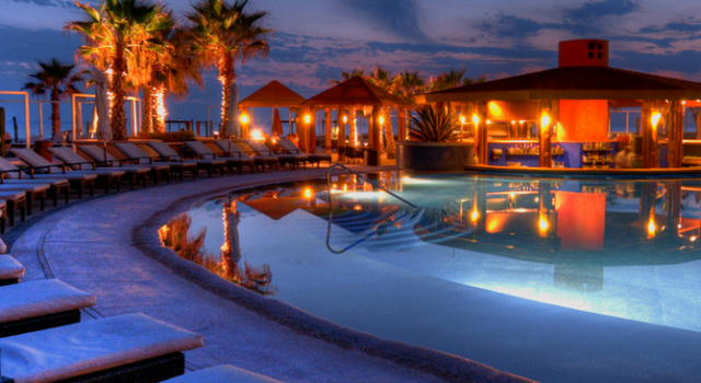 Night by the pool at Pueblo Bonito Pacifica